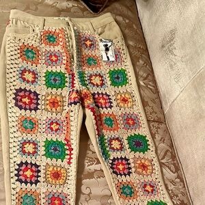 Free people crochet MOM Jeans.